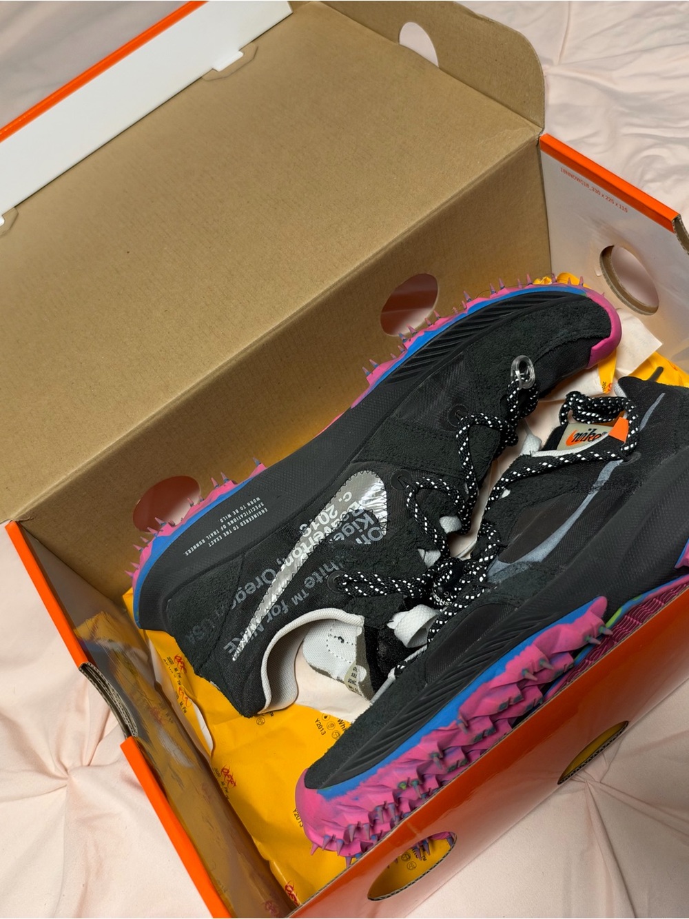 Nike Off-White Black Sneakers with Pink & Blue Outsole Accents